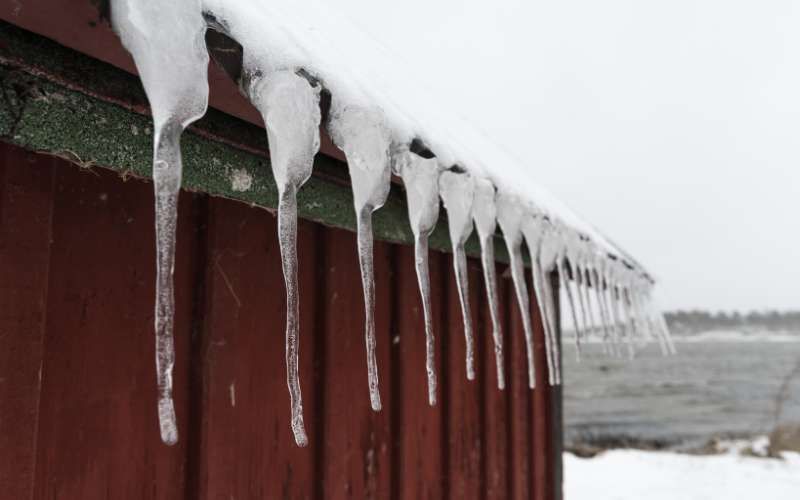 Ice dams on a roof.