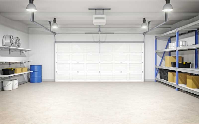 Inside of a garage before remodel.