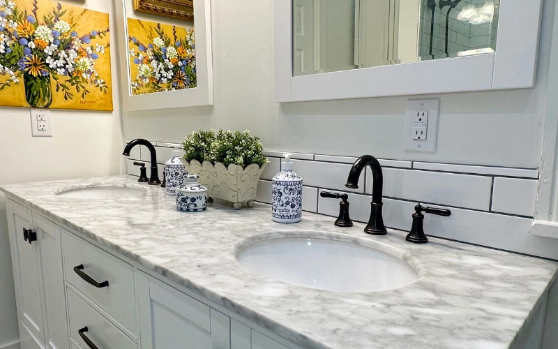 White and black remodeled countertop.