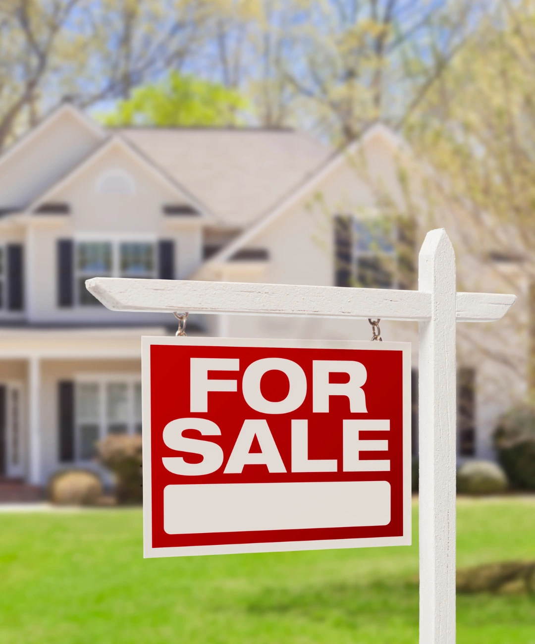 For sale sign outside a home.