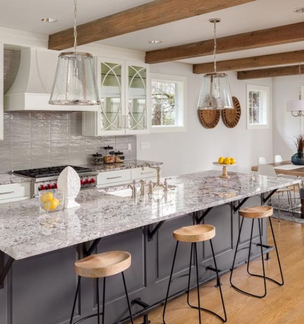 kitchen remodel with wood beam design
