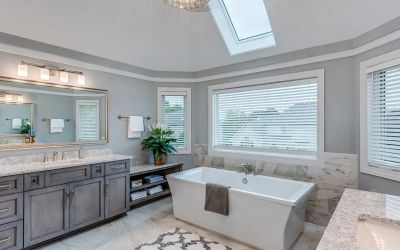 custom bath with modern tub