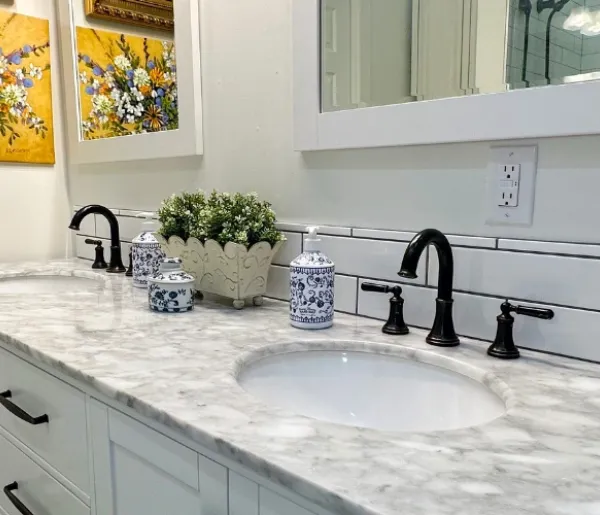 White and black remodeled countertop.