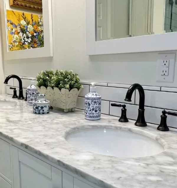 White and black remodeled countertop.