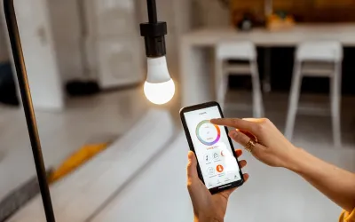 Smart lighting in a home.