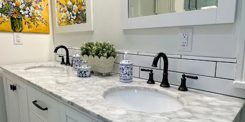 White and black remodeled countertop.